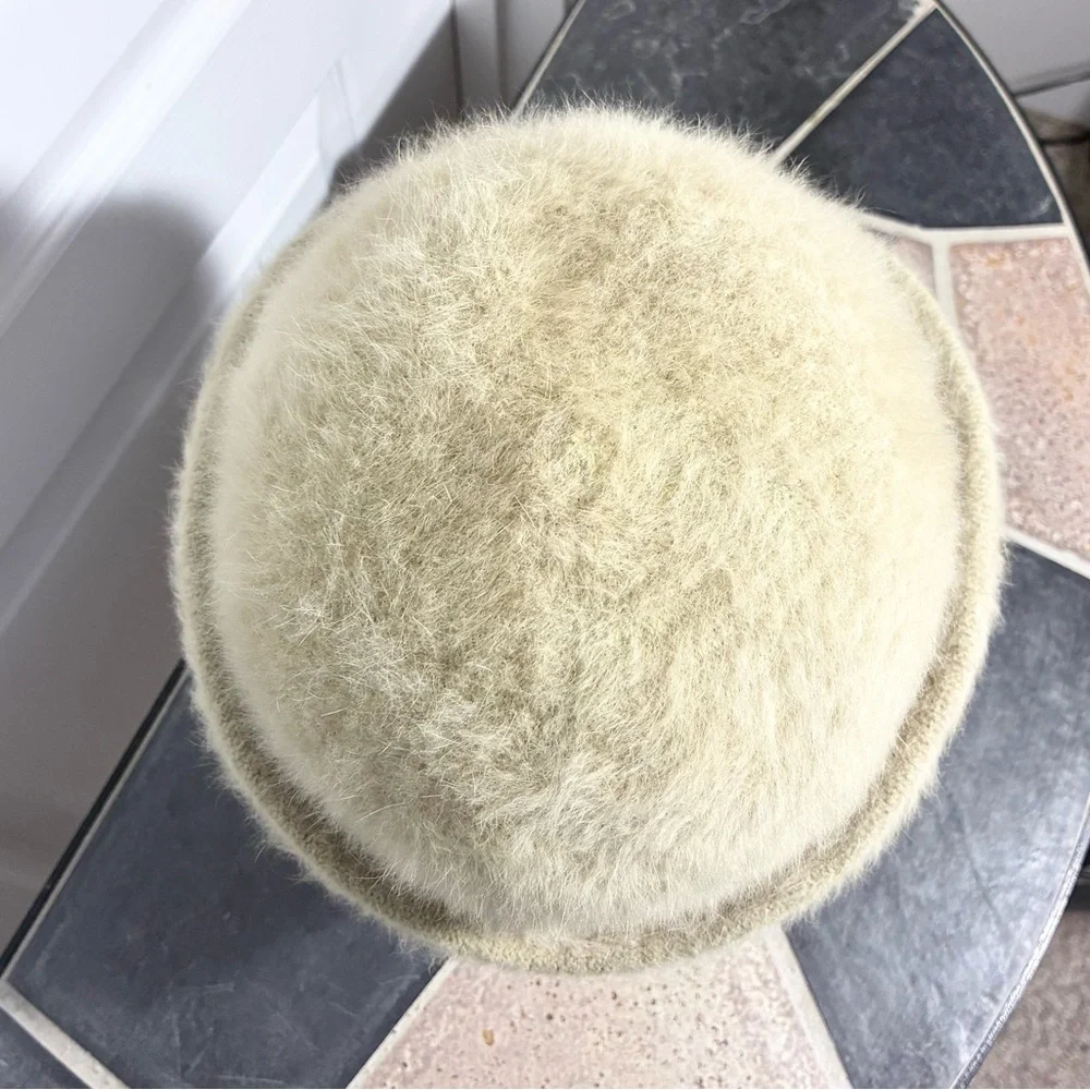 50s Betmar Angora Cloche Hat Beige Vintage Made In France